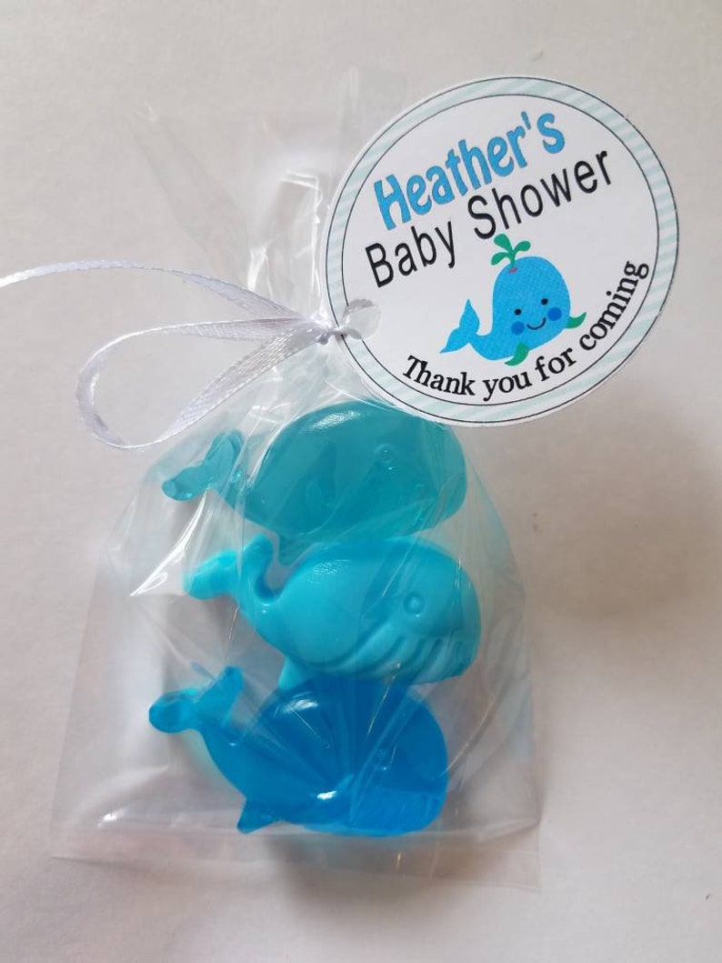 Whale Baby Shower Favors 10 Personalized Soaps with Tags for nautical birthday party bridal shower Under the Sea Theme image 4