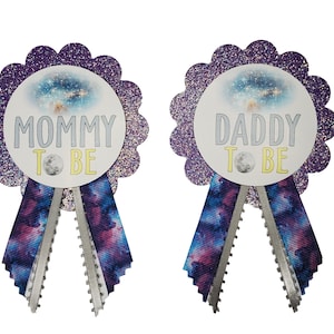 Galaxy Baby Shower Pin - Outer Space Daddy to be or Mommy to Be pin to wear at Sprinkle Grandma