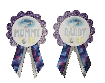 Galaxy Baby Shower Pin - Outer Space Daddy to be or Mommy to Be pin to wear at Sprinkle Grandma