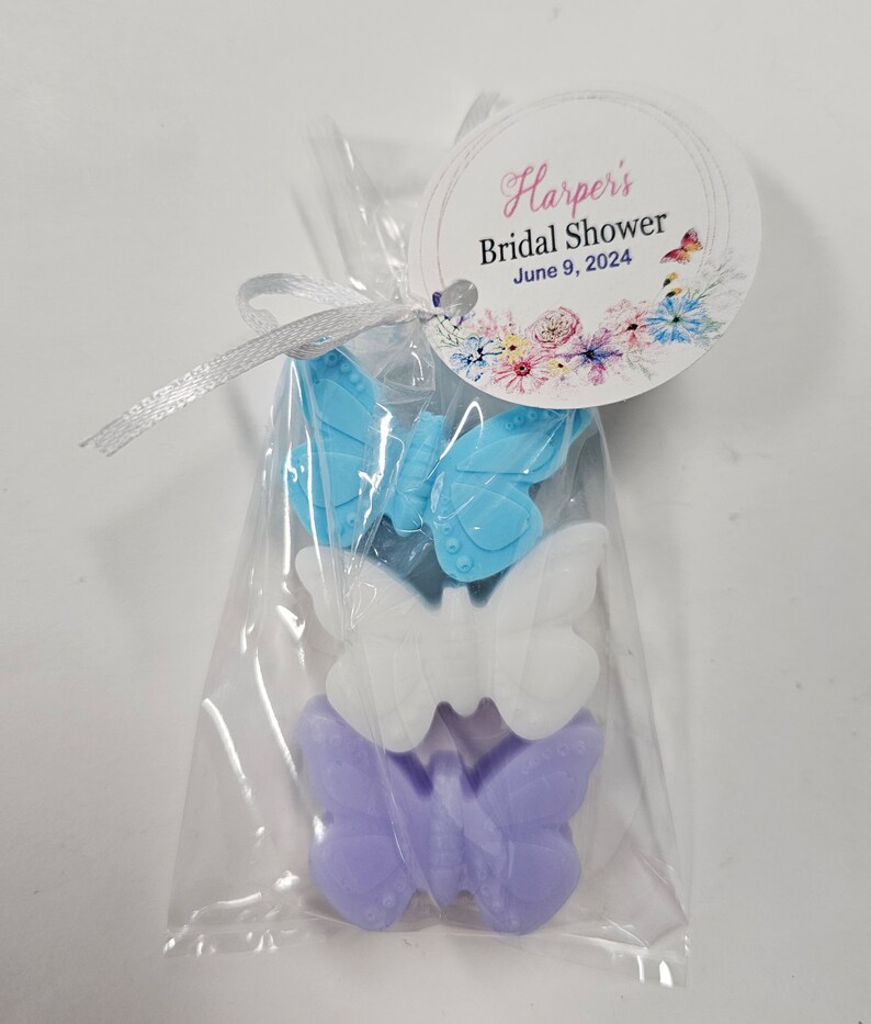 Personalized Butterfly Birthday Bridal Shower Favors Party Soap for Wedding or Baby Sprinkle with Tags image 5