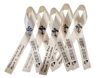 Personalized Memorial Ribbon Pins for Funeral or Celebration of Life Assembled with Pins Attached Custom Made