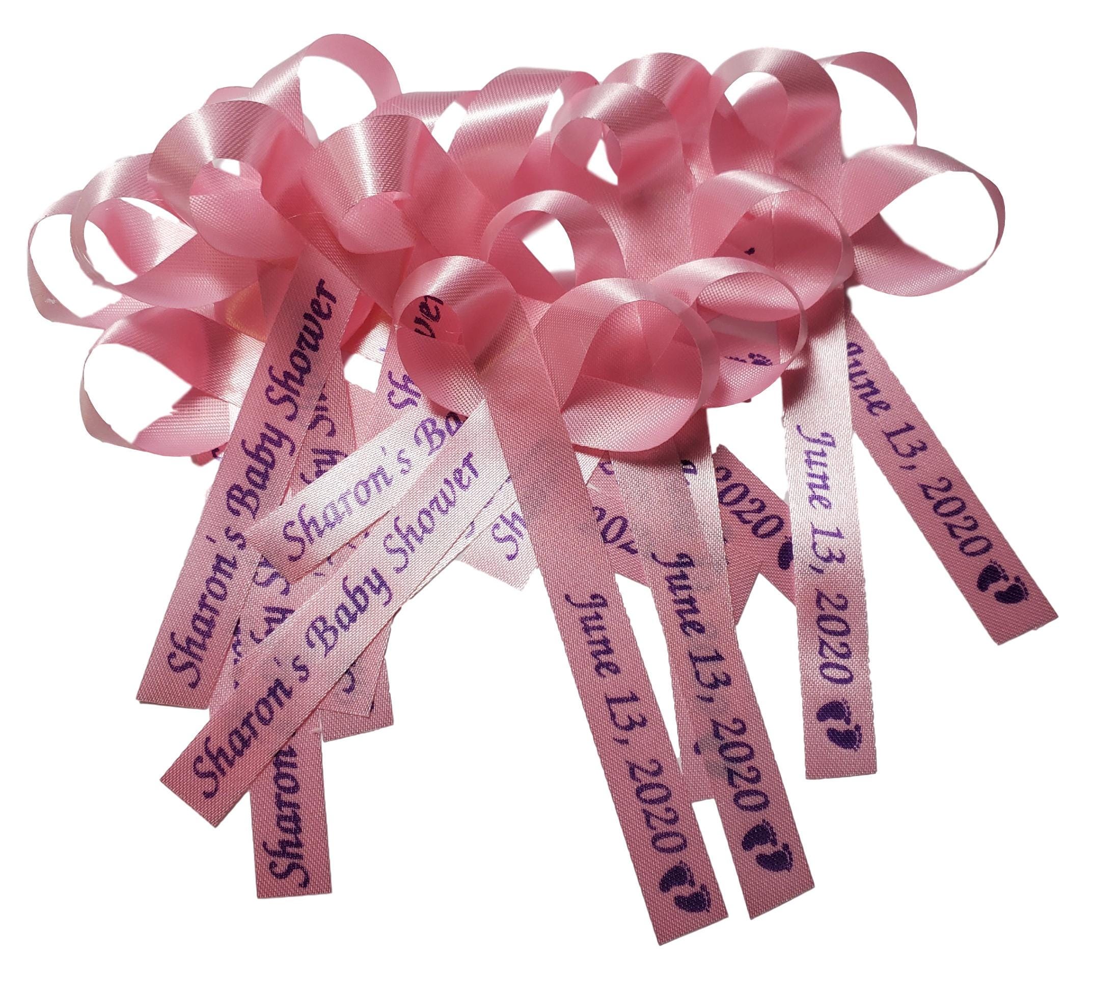 Pink Personalized Ribbons Baby Shower Bridal Shower Wedding or Birthday Celebration Party Favor Assembled Ribbons Pack of 25 Etsy Ireland