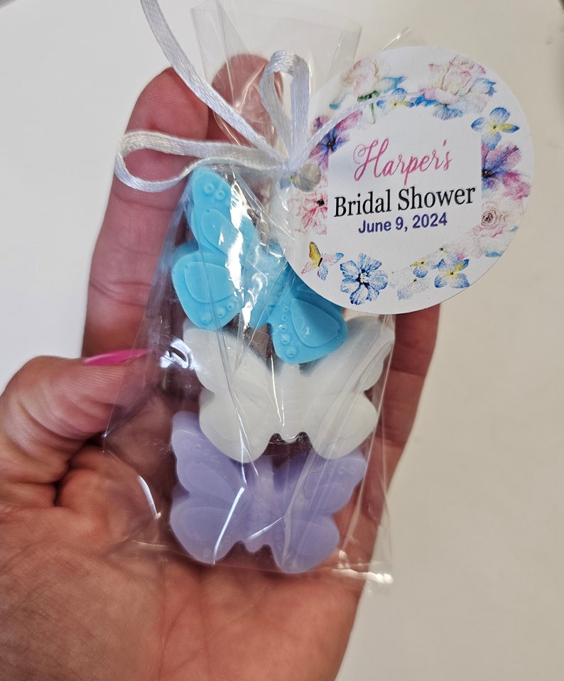 Personalized Butterfly Birthday Bridal Shower Favors Party Soap for Wedding or Baby Sprinkle with Tags image 3