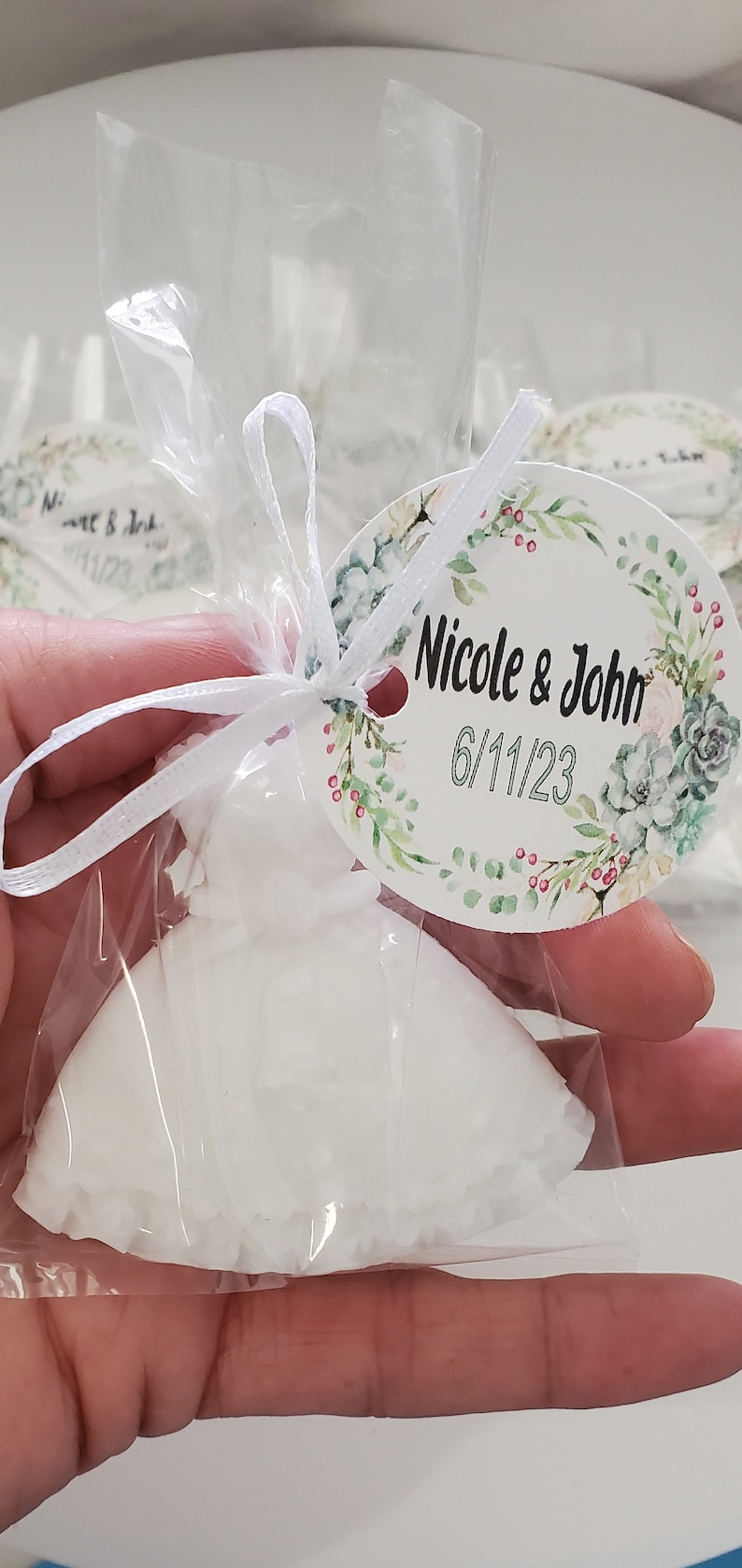 Bridal Shower Favors Wedding Dress Personalized for Guests Custom Scent Quinceanera, Pack of 10 image 4