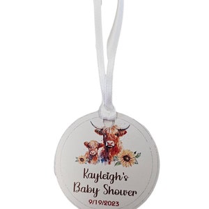 Highland Cow Baby Shower Birthday Party Bridal Shower Gender Reveal Personalized Tags image 6