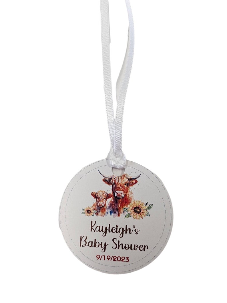 Highland Cow Baby Shower Birthday Party Bridal Shower Gender Reveal Personalized Tags image 6