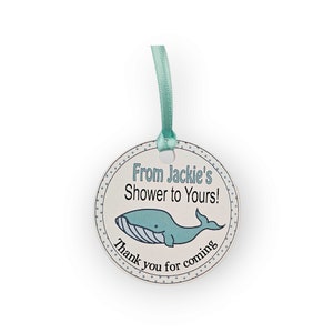Nautical Whale Baby Shower Bridal Shower Gender Reveal Personalized Tags TAG B
