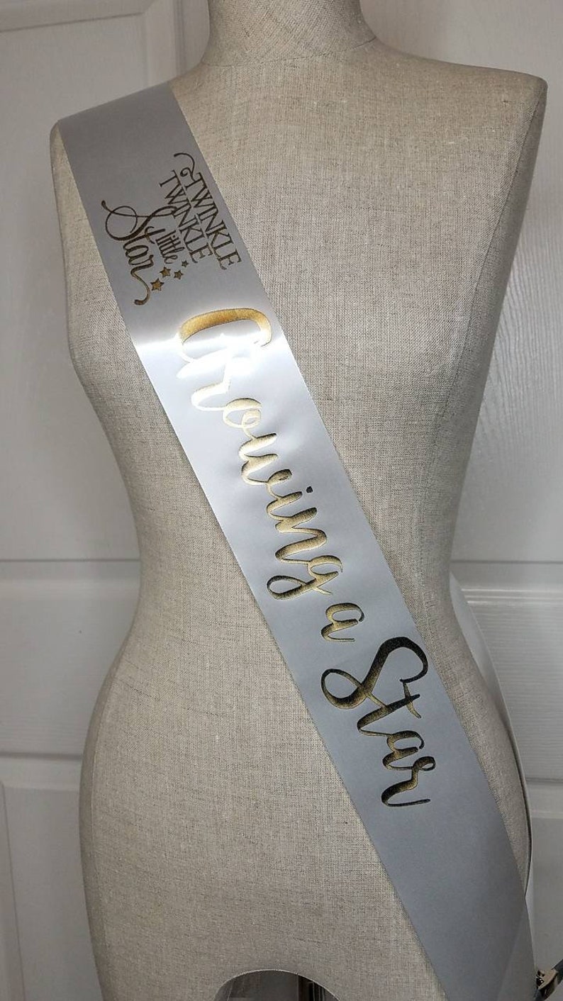 Twinkle Twinkle Little Star Baby Shower Sash Mom to Be Sash to wear at Gender Reveal or Baby Sprinkle with Rhinestone Pin image 5