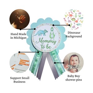 Dinosaur Baby Shower Sash & Pins: Mommy, Daddy, Grandma to Be image 4