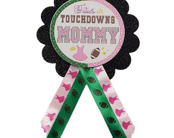 Touchdowns or Tutus Gender Reveal Baby Shower Pin - Daddy to be or Mommy to Be pin to wear