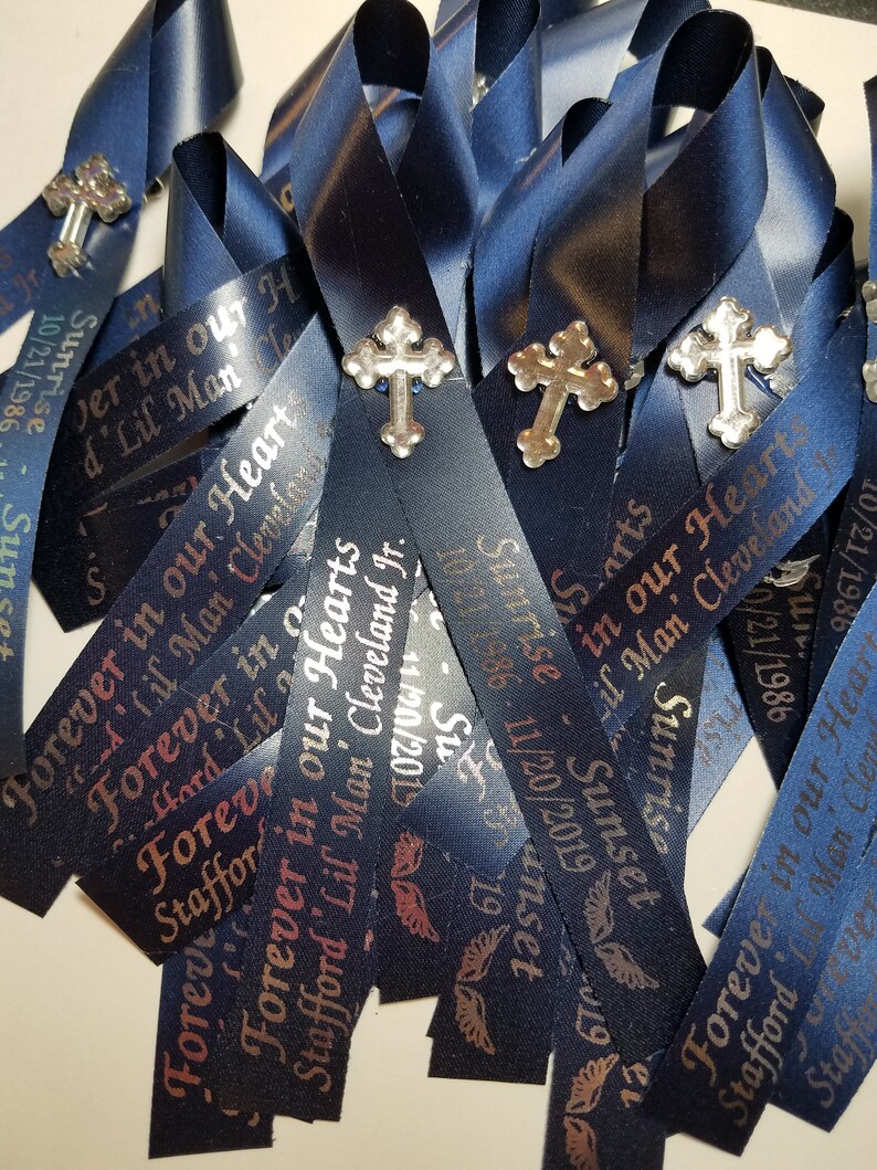 Personalized Memorial Ribbons Pins Funeral or Celebration of Etsy