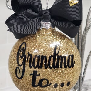 Grandma to Bee Glitter Christmas Bulb Ornament Gift with Ribbon be image 5