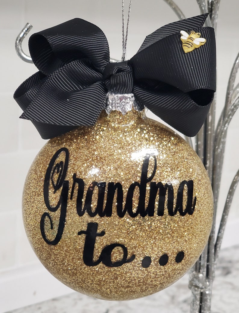 Grandma to Bee Glitter Christmas Bulb Ornament Gift with Ribbon be image 5