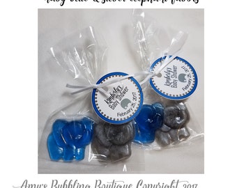 Elephant Baby Shower Party Favors - Adorable elephant soaps with bags & personalized tags included for Baby Shower First Birthday Pack of 10