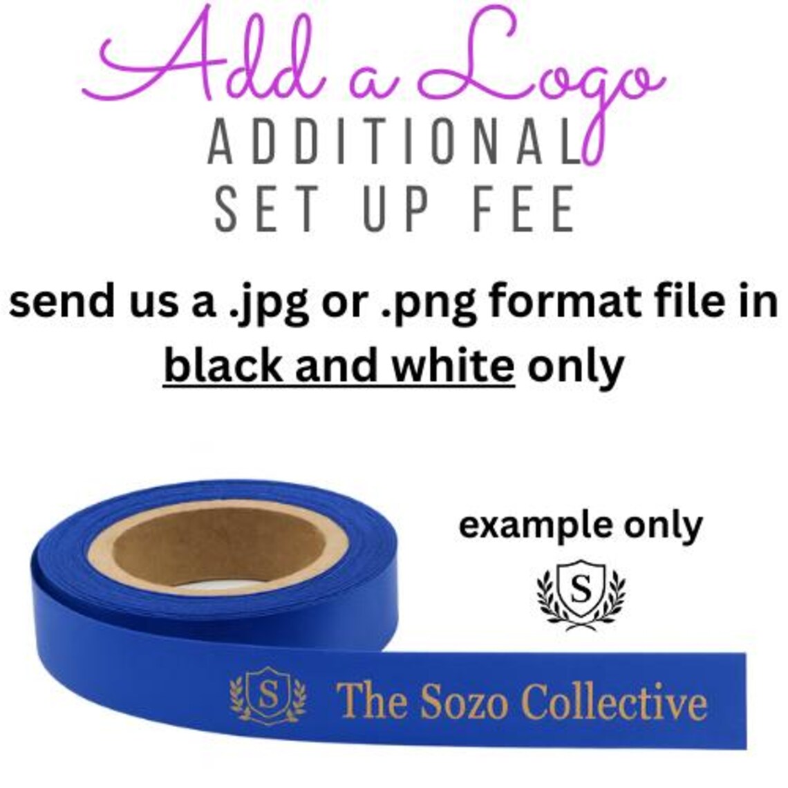 Continous Ribbon Lettering Logo Setup for Continuous Ribbon Roll Prints or Sash Orders Only - ADD ...