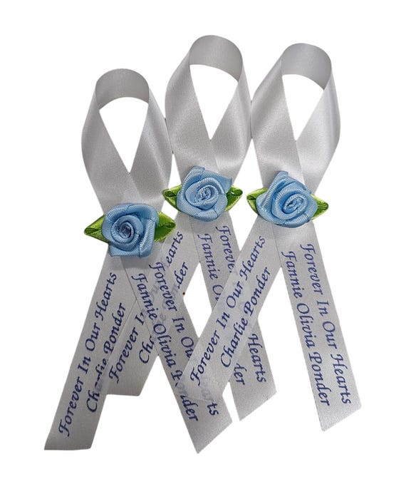100-Pack Memorial Ribbon Pins - Forever In Our Hearts Funeral Mourning Bereavement