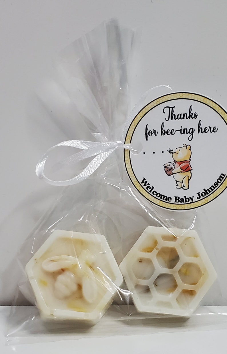 Honey Bee Honeycomb Personalized Baby Shower Favors Sweet As Can Bee Soap Gender Reveal Goats Milk Birthday image 7