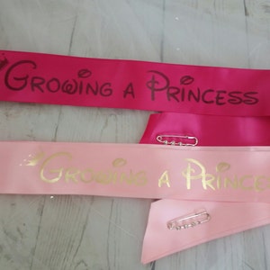 Growing a Princess Sash Posh Baby Shower for mom to be to wear comes with Crown Rhinestone Silver Pin image 5