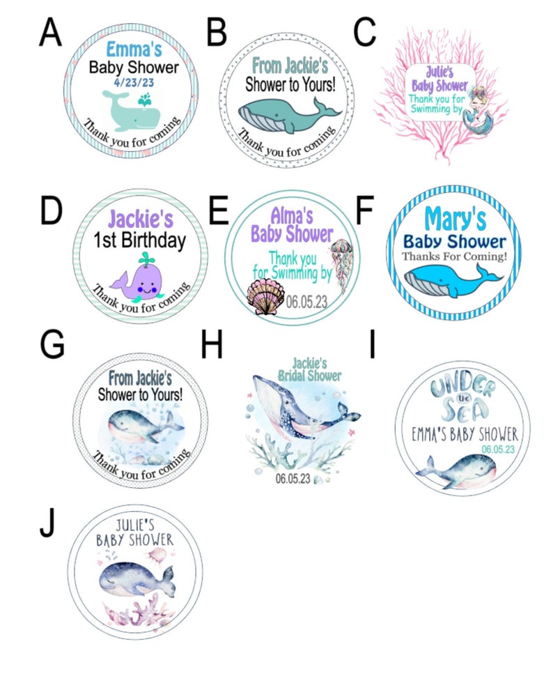 Nautical Whale Baby Shower Bridal Shower Gender Reveal Personalized Tags image 2