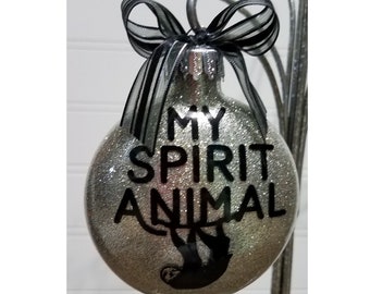 Sloth Lover, Gift for Her, My Spirit Animal, Glitter Christmas Ornament, White Elephant Gift