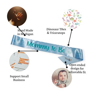 Dinosaur Baby Shower Sash & Pins: Mommy, Daddy, Grandma to Be image 2