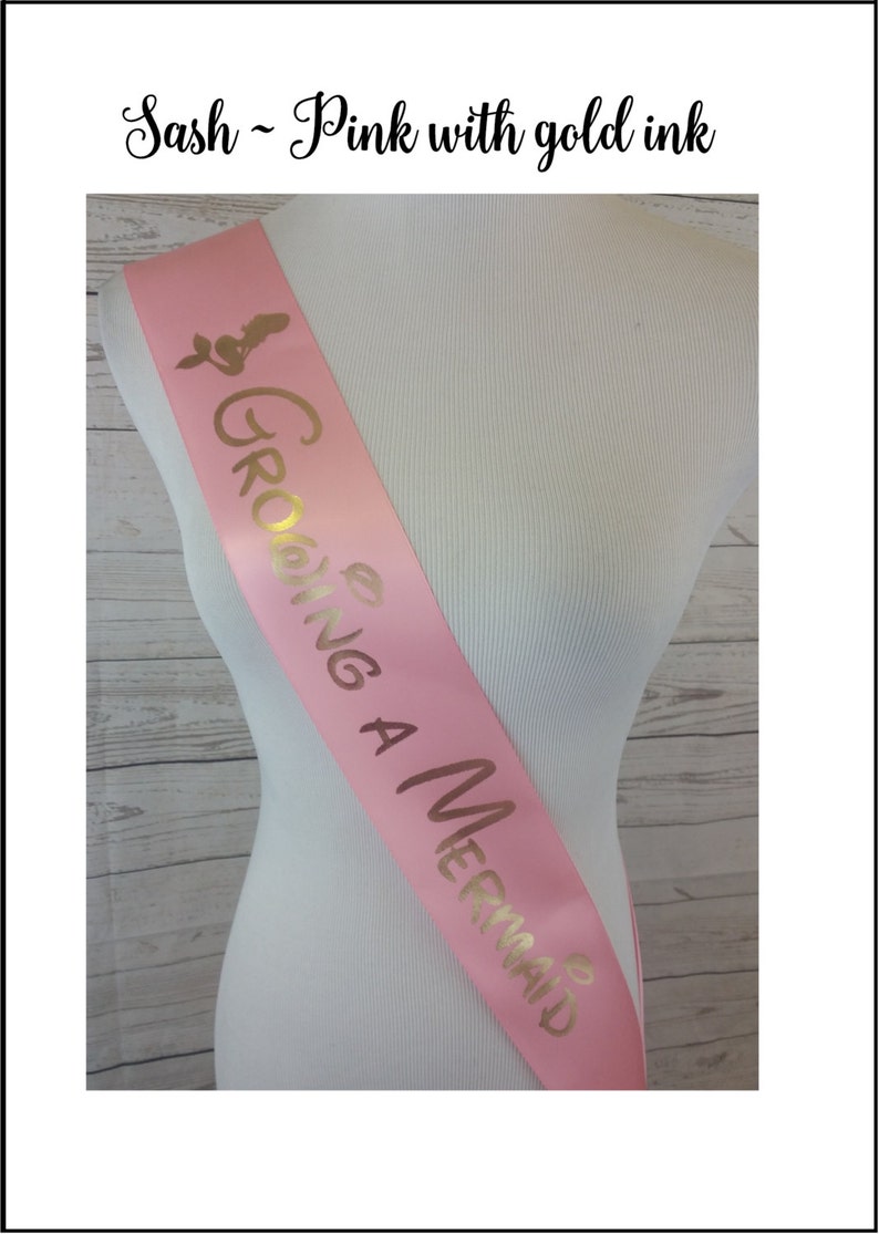 Growing a Mermaid Sash, Baby Shower for mommy to be to wear at Girl Sprinkle, Comes with a Silver Pin image 8