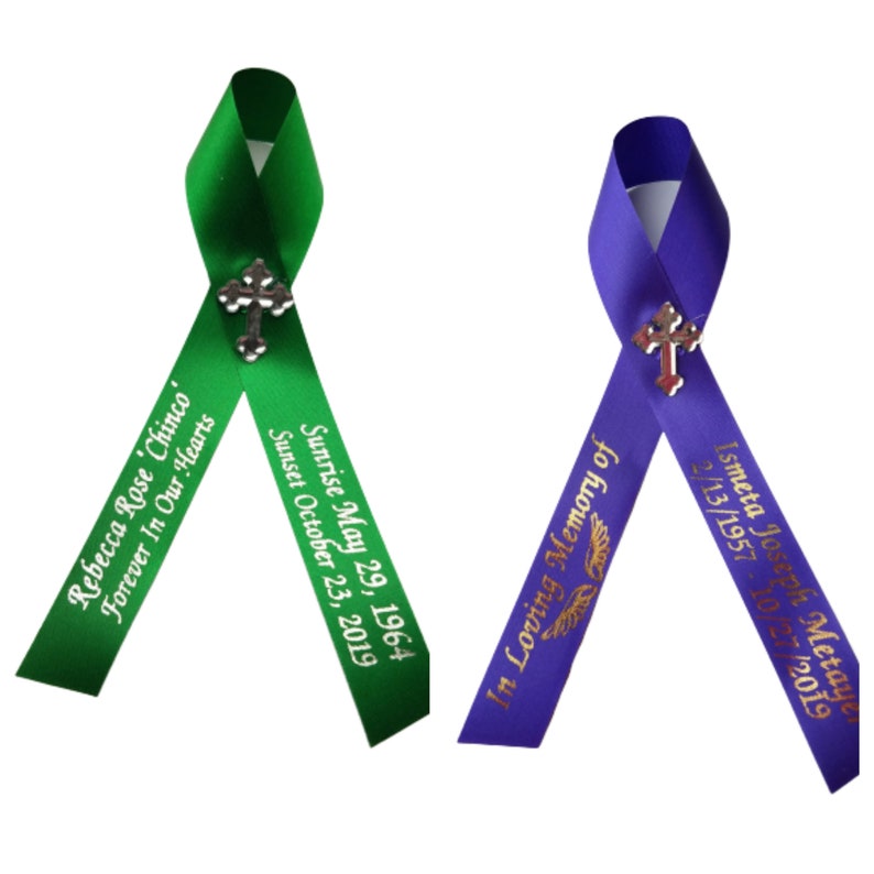 Personalized Memorial Ribbon Pins For Funeral Or Celebration Etsy