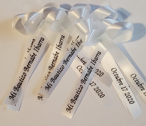Personalized Ribbons Birthday Baby Bridal Shower Wedding Quinceanera 15  Celebration Party Favor Custom Wording Assembled Bows Pack of 25 