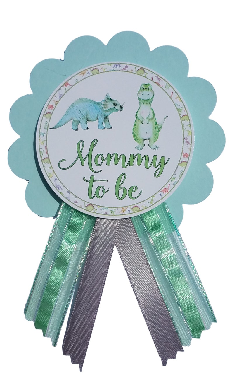 Dinosaur Baby Shower Sash & Pins: Mommy, Daddy, Grandma to Be image 9