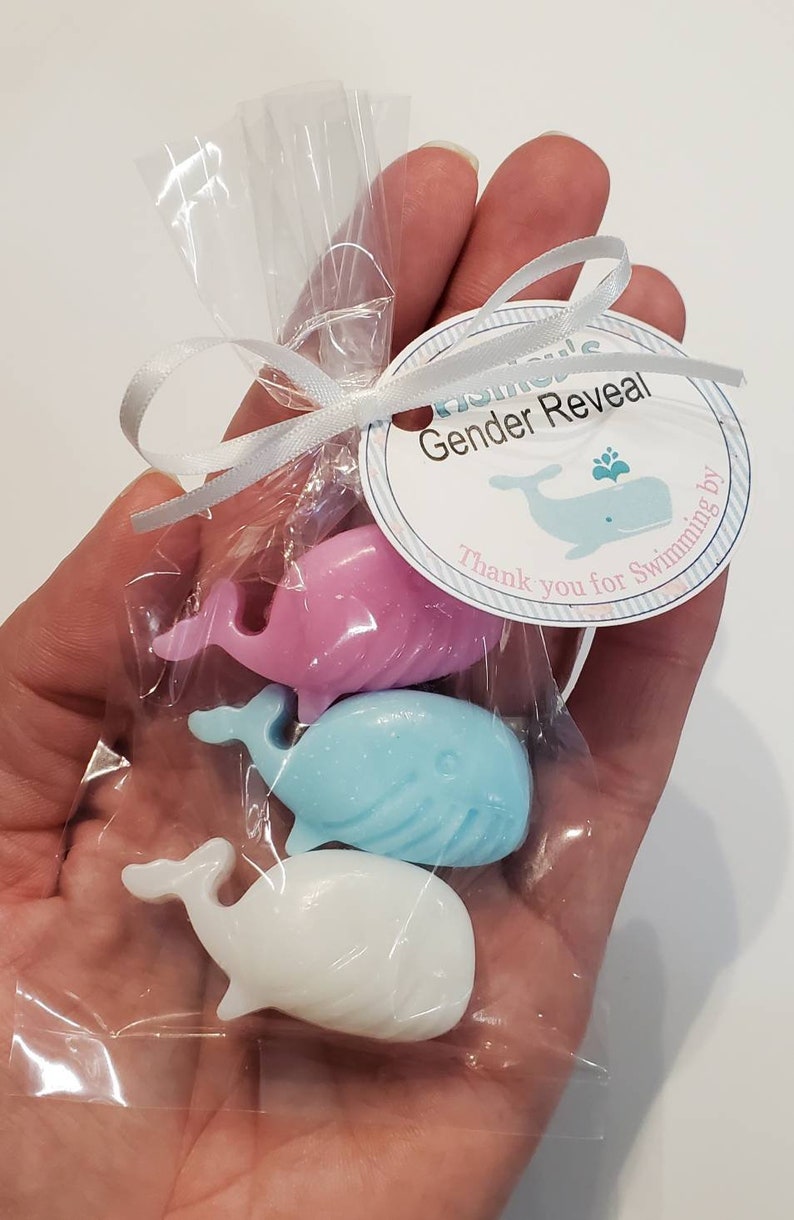 Whale Baby Shower Favors 10 Personalized Soaps with Tags for nautical birthday party bridal shower Under the Sea Theme image 2