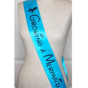 Growing a Mermaid Sash, Baby Shower for mommy to be to wear at Girl Sprinkle, Comes with a Silver Pin image 1