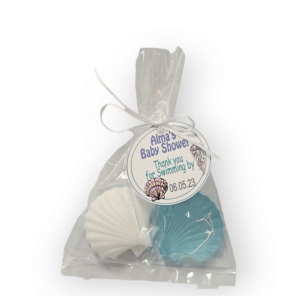 Seashell Bridal Shower - Wedding Favor Engagement Party with Personalized Tags & Ribbons | Pack of 10