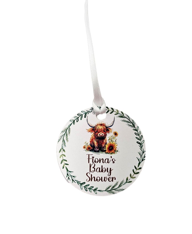 Highland Cow Baby Shower Birthday Party Bridal Shower Gender Reveal Personalized Tags image 3