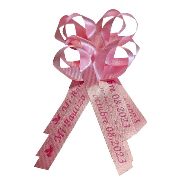 Pink Personalized Ribbons Baby Shower, Bridal Shower Wedding or Birthday  Celebration Party Favor Assembled Ribbons Pack of 25 