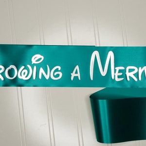 Growing a Mermaid Sash, Baby Shower for mommy to be to wear at Girl Sprinkle, Comes with a Silver Pin image 7