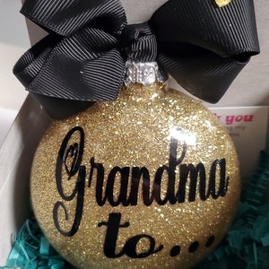 Grandma to Bee Glitter Christmas Bulb Ornament Gift with Ribbon be image 2