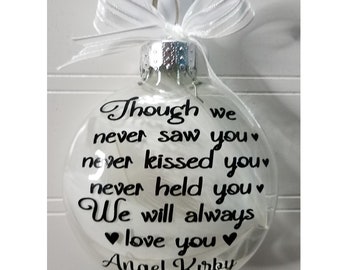 Miscarriage Gift Ornament - In Loving Memory Infant Loss Gift, Baby Memorial Feather Christmas Ornament SIDS Personalized Add Name & Date