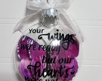 Miscarriage Ornament - Your Wings Were Ready Infant Loss Gift, Baby Memorial Butterfly Christmas Ornament SIDS Personalized Add Name & Date