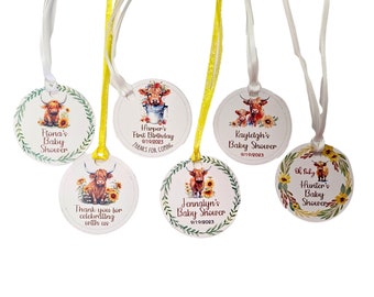 Highland Cow Baby Shower Birthday Party Bridal Shower Gender Reveal Personalized Tags