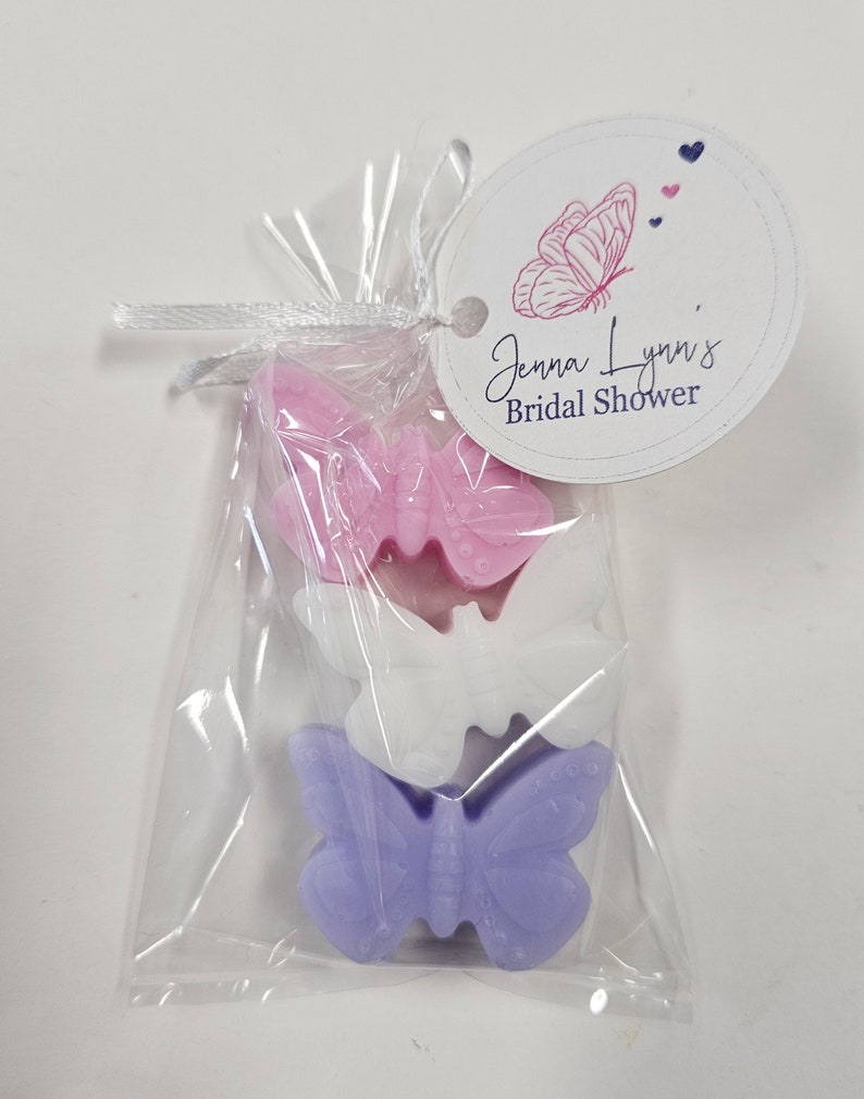 Personalized Butterfly Birthday Bridal Shower Favors Party Soap for Wedding or Baby Sprinkle with Tags image 4