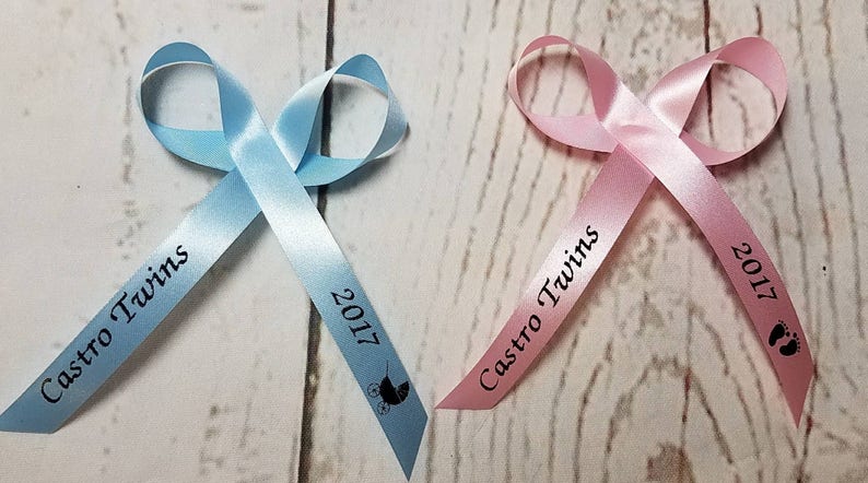 Baby Shower Ribbons Personalized Assembled Custom Wording Bridal Or Christening Party Favor Pack Of 25