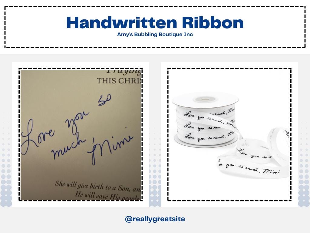 Written Ribbons Personalized Handwriting Wedding Ribbon Custom Printed Satin, Keepsake ...