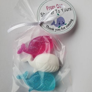 Whale Baby Shower Favors 10 Personalized Soaps with Tags for nautical birthday party bridal shower Under the Sea Theme image 8