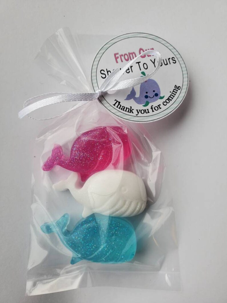 Whale Baby Shower Favors 10 Personalized Soaps with Tags for nautical birthday party bridal shower Under the Sea Theme image 8