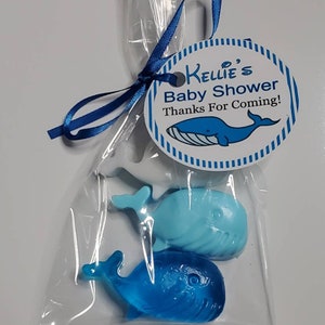 Whale Baby Shower Favors 10 Personalized Soaps with Tags for nautical birthday party bridal shower Under the Sea Theme image 7