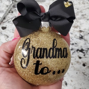Grandma to Bee Glitter Christmas Bulb Ornament Gift with Ribbon be image 4