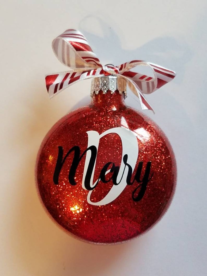 Personalized Christmas Ornament Custom Name Glitter Xmas  Etsy