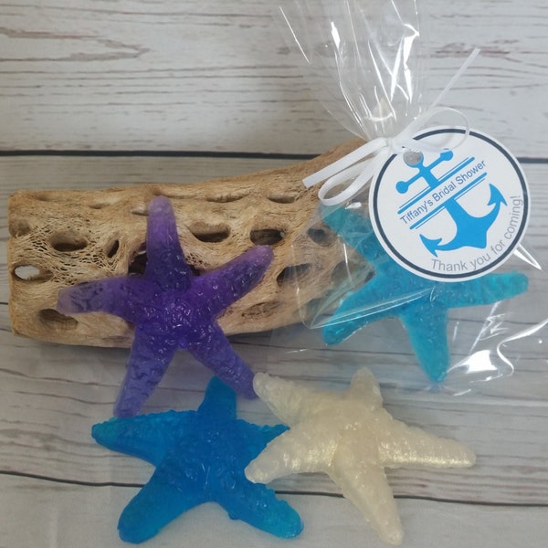 Starfish Soap Bridal Shower Party Favors - Nautical Theme Wedding Favors Custom Made for Beach Party - Pack of 10