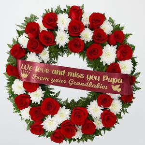 Personalized Memorial Funeral Sash Ribbon or Celebration of Life In Loving Memory for Casket or Wreath Flowers