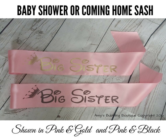 Rose gold Baby Shower Big Sister to Be sash UK SELLER